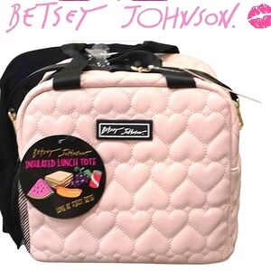 Betsey Johnson Quilted Heart Insulated Domed Lunch Tote Bag